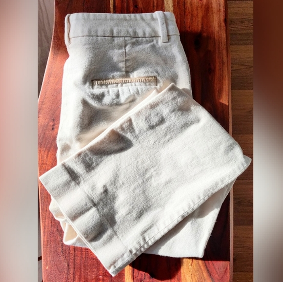 NWOT Massimo Dutti Off White High Waisted Cotton Straight Leg Pants sz. 4 - Picture 5 of 6